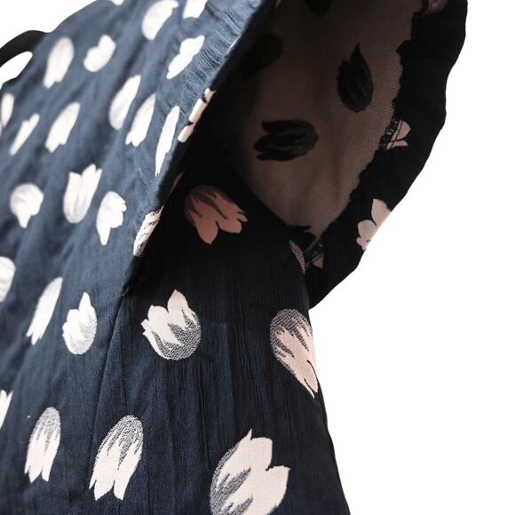 Lela Rose Navy Blue Textured Jacquard Spring Floral Top Size 8 - Picture 7 of 13